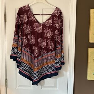 Suzanne Betro Burgundy Floral Tunic